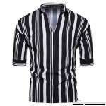 2019 New Mens Summer Fashion Striped Casual Beach Short Sleeve Shirts Tops Gray B07QGFJLT7